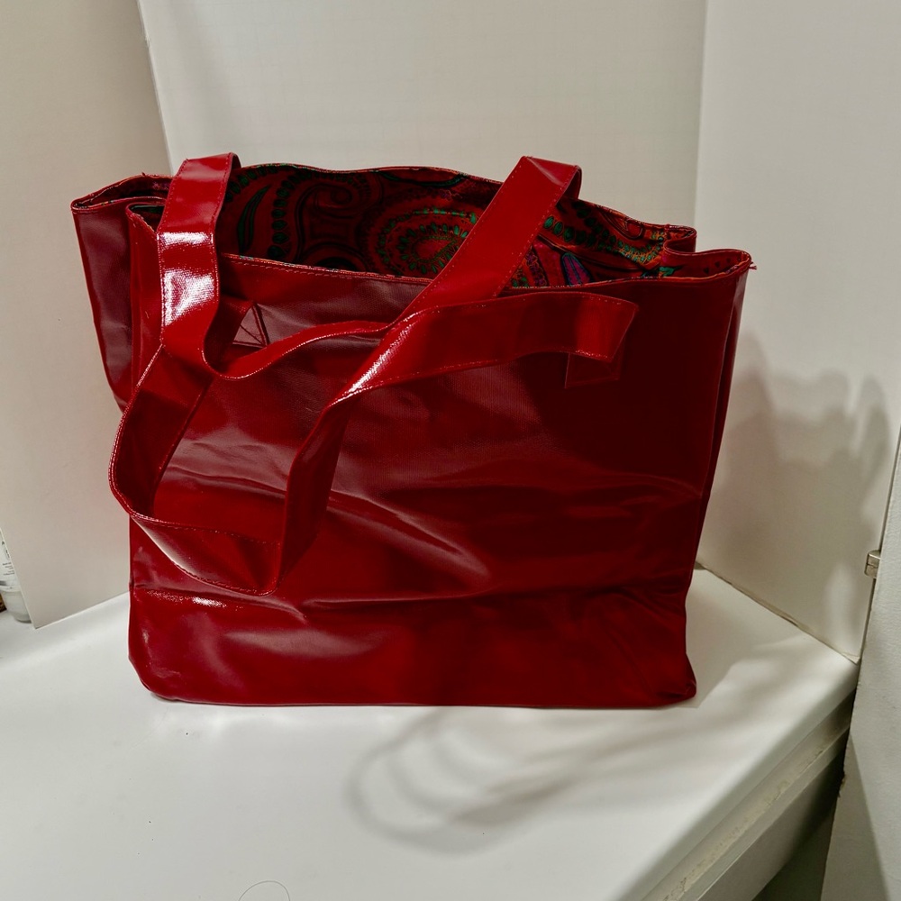 Crabtree & Evelyn Red Patent Tote Bag